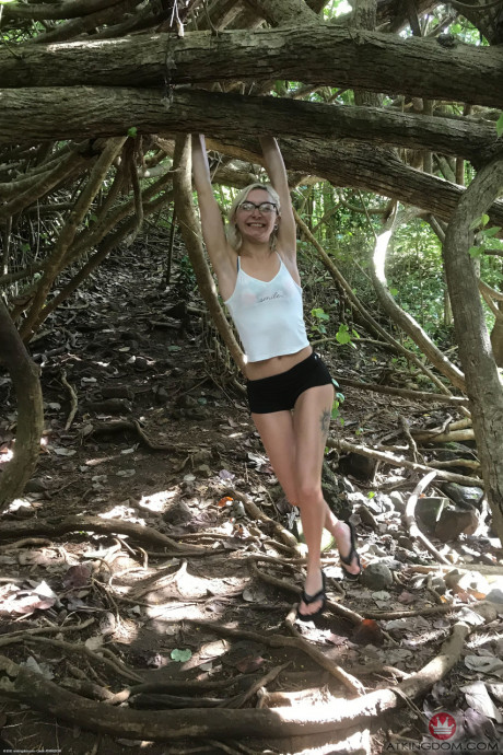 Cute blondie Chloe Temple stripping and posing naked in natural settings - #1534797