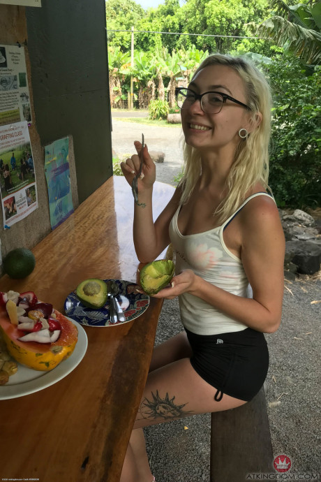 Cute blondie Chloe Temple stripping and posing naked in natural settings - #1534800