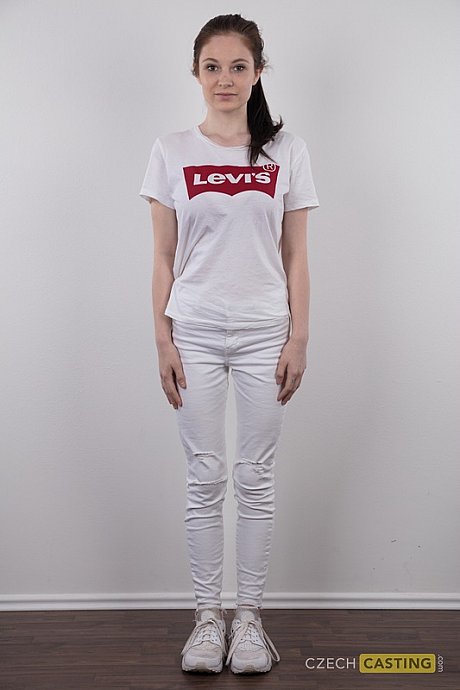 Tall young Denisa shows her bald snatch after standing nude for a modeling gig - Image 2 of 20  in Close Up category   featuring Angel Princess 