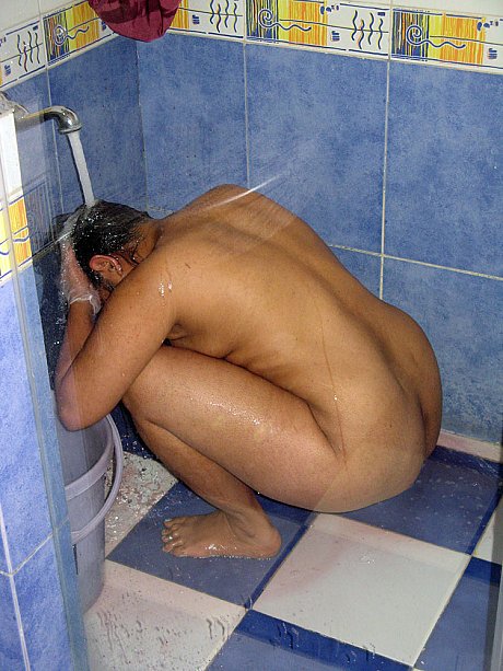 Chubby Indian amateur washes her hair and shaves her underarms in a shower - Image 7 of 10  in Tiny Tits category  