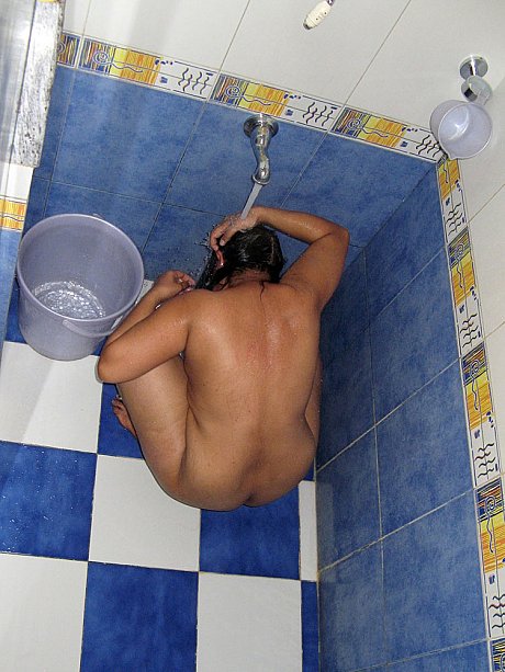 Chubby Indian amateur washes her hair and shaves her underarms in a shower - Image 8 of 10  in Tiny Tits category  