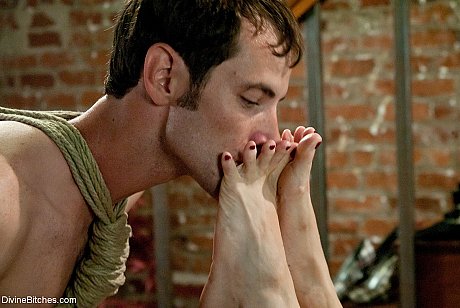 Femdom Maitresse Madeline Marlowe makes her tied-up sex slave worship her feet - Image 12 of 20  in Pussy category   featuring Maitresse Madeline Marlowe, Nomad 