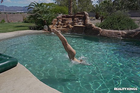 Flexible Abella Danger teases with her huge oily booty before fucking poolside - Image 20 of 20  in Ass category   featuring Xander Corvus, Abella Danger 