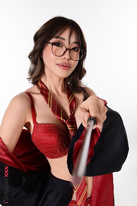 Thin asian slut chick masturbates with a dildo while wearing her eyeglasses - Image 3 of 15  in Dildo category   featuring Reina Ohara 