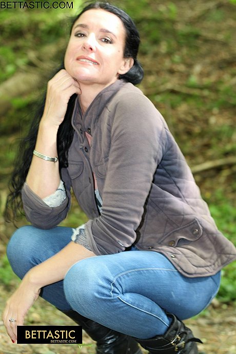 Beautiful brunette Bettastic shows her athletic body in jeans outdoors - Image 1 of 15  in Outdoor category   featuring Bettastic 