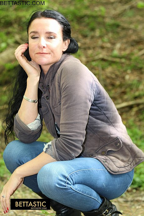 Beautiful brunette Bettastic shows her athletic body in jeans outdoors - Image 2 of 15  in Outdoor category   featuring Bettastic 