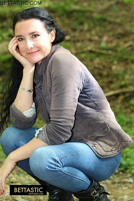 Beautiful brunette Bettastic shows her athletic body in jeans outdoors - Image 3 of 15  in Outdoor category   featuring Bettastic 