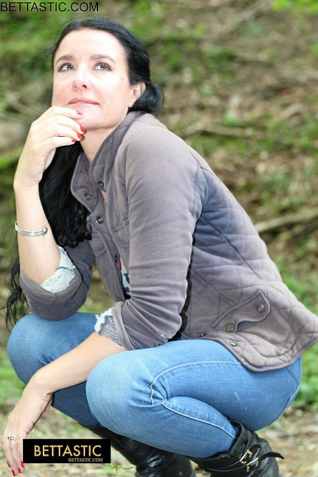 Beautiful brunette Bettastic shows her athletic body in jeans outdoors - Image 4 of 15  in Outdoor category   featuring Bettastic 