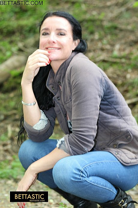 Beautiful brunette Bettastic shows her athletic body in jeans outdoors - Image 5 of 15  in Outdoor category   featuring Bettastic 
