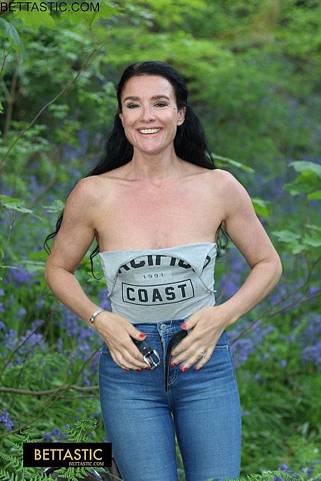 Beautiful brunette Bettastic shows her athletic body in jeans outdoors - Image 9 of 15  in Outdoor category   featuring Bettastic 
