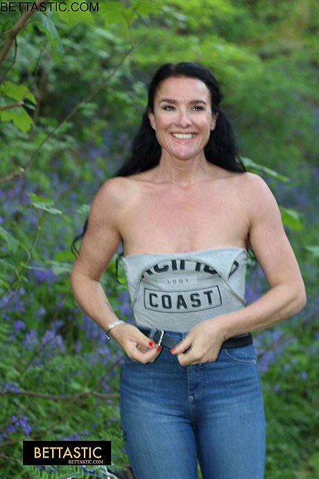Beautiful brunette Bettastic shows her athletic body in jeans outdoors - Image 10 of 15  in Outdoor category   featuring Bettastic 