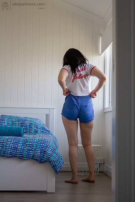 Hot dark haired amateur Mikayla teases with her round ass while dressing - Image 19 of 20  in Legs category   featuring Mikayla 