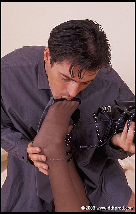 Goddess Anetta Keys hs her stockinged toes sucked & gives a footjob after sex - Image 7 of 21  in Pantyhose category   featuring Anetta Keys, James Brossman 