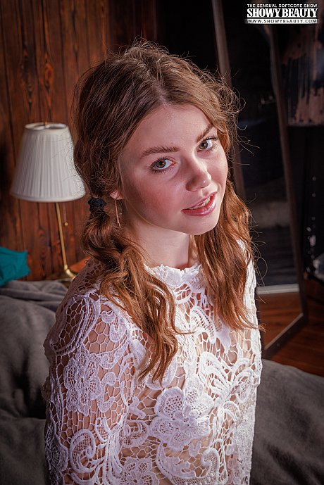 Young teenie ginger Juny gets completely undressed on top of her bed - Image 4 of 20  in Legs category   featuring Juny 