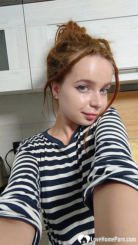 Playful red hair amateur exposes her tiny titties in her selfie compilation - Gallery #4346