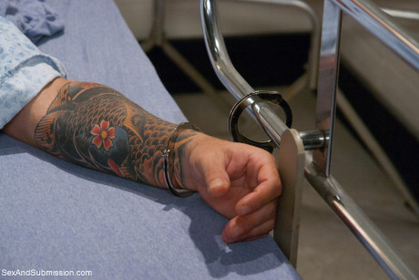 Blonde nurse Lia Lor gets tied up and drilled by a horny tattooed patient - #1491805