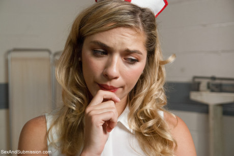 Blonde nurse Lia Lor gets tied up and drilled by a horny tattooed patient - #1491808