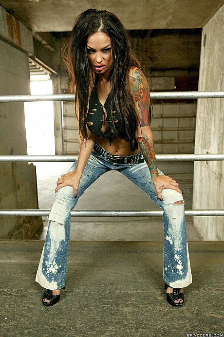 Raven-haired latina Angelina Valentine shows her massive titties & fingers her behind - Gallery #39344