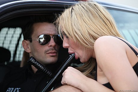 Yellow-haired hooker in fishnets Amy Brooke sucking off handsome cop in the car - Image 6 of 17  in Pantyhose category   featuring Manuel Ferrara, Amy Brooke, Kristina Rose 