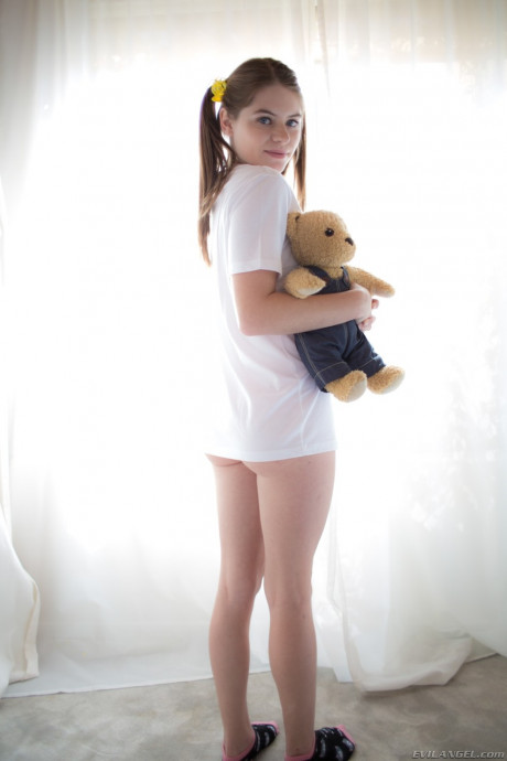 Lovely brunette teen Alice March spreads her legs and shows twat and booty in solo - #1476933