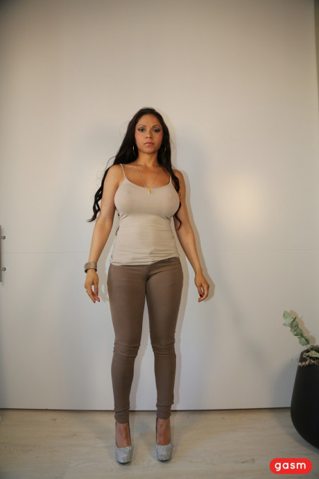 German pornstar Samia Duarte teases with her enormous behind wearing pants - #1010187