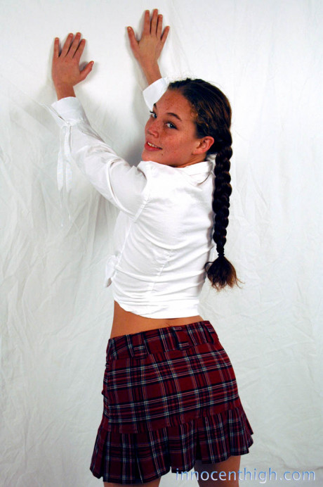 Pigtailed & freckled cutie Ashley Gracie flashes hot behind in schoolgirl outfit - #923485