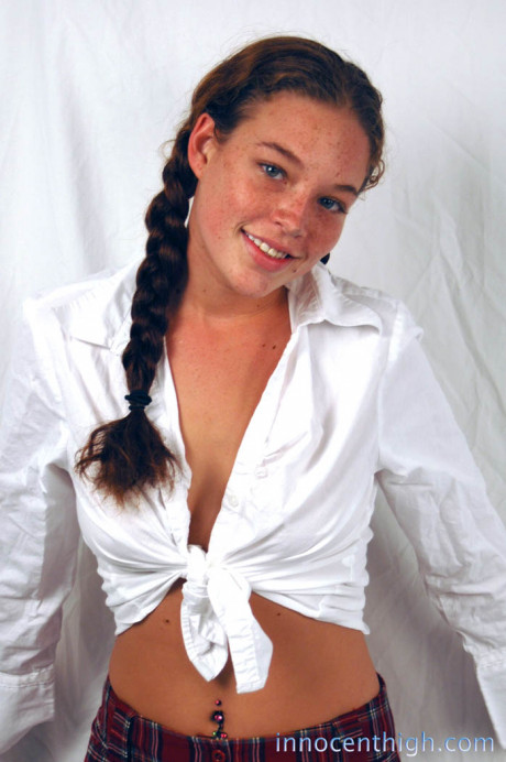 Pigtailed & freckled cutie Ashley Gracie flashes hot behind in schoolgirl outfit - #923490