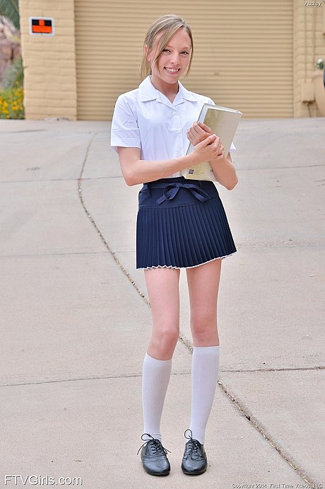 Lovely blondy schoolgirl loves spreading her pussy and ramming it - Image 1 of 16  in Babe category   featuring Aubrey Star 