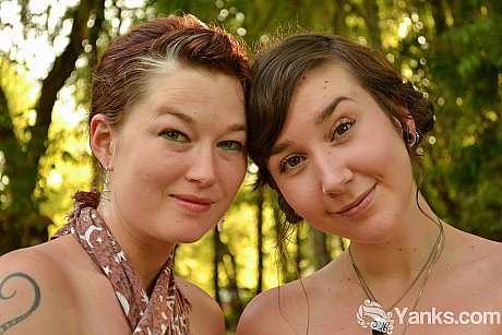 Gorgeous cute lesbians Artemis and Turquoise with tattoos masturbate pussies in park - Image 3 of 17  in Lesbian category   featuring Artemis, Turquoise 