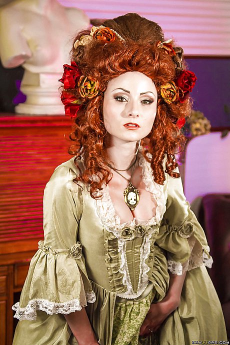 Glamorous ginger lady woman in white leggings uncovering her tattooed body - Image 4 of 16  in Babe category   featuring Veruca James 