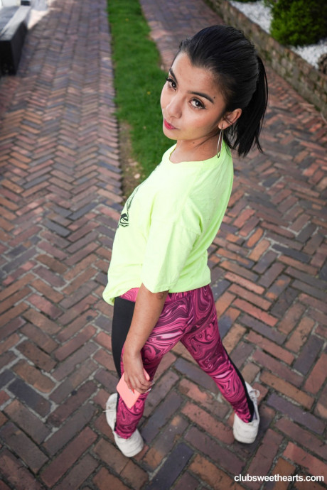 Tiny latina teenie Lola Canales gets grabbed by her ponytail & pounded doggystyle