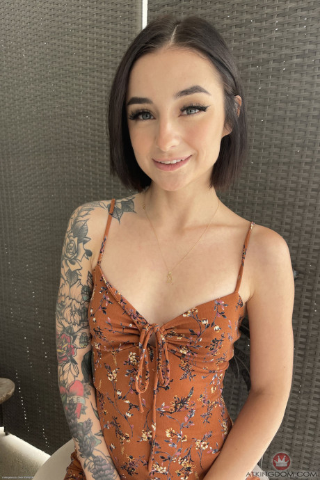 Pretty pretty petite teen Stevie Moon exposes her tattoos, tiny tits and twat - #830519