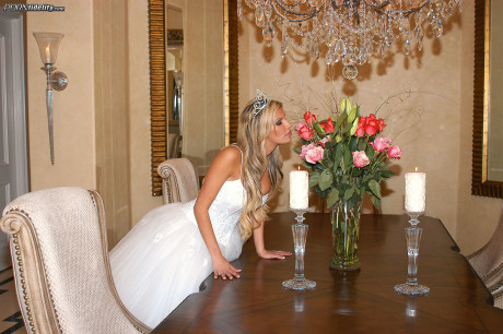 Gorgeous bride Kendall Brooks teases with plentiful cleavage in wedding gown - #1464760