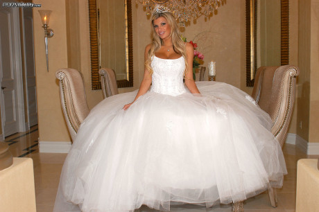 Gorgeous bride Kendall Brooks teases with plentiful cleavage in wedding gown - #1464770