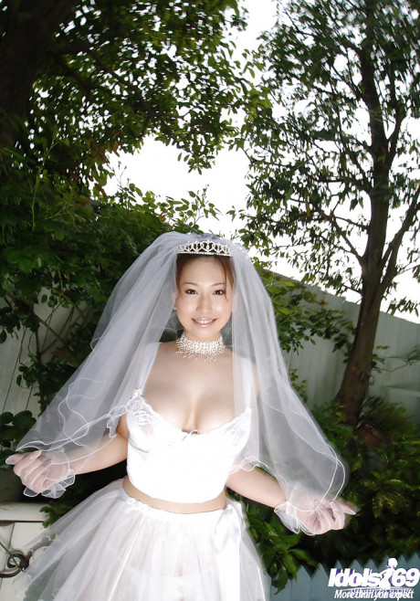 Huge busted asian bride Ai Sayama stripping off her clothes - #439746
