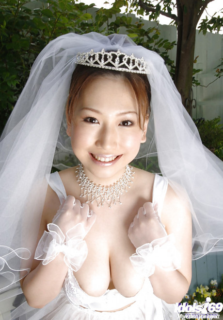 Huge busted asian bride Ai Sayama stripping off her clothes - #439747