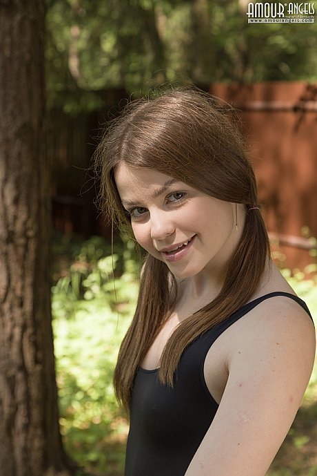 Nice teenie Juny discard spandex athletic wear to get undressed in a backyard - Image 7 of 20  in Outdoor category   featuring Juny 