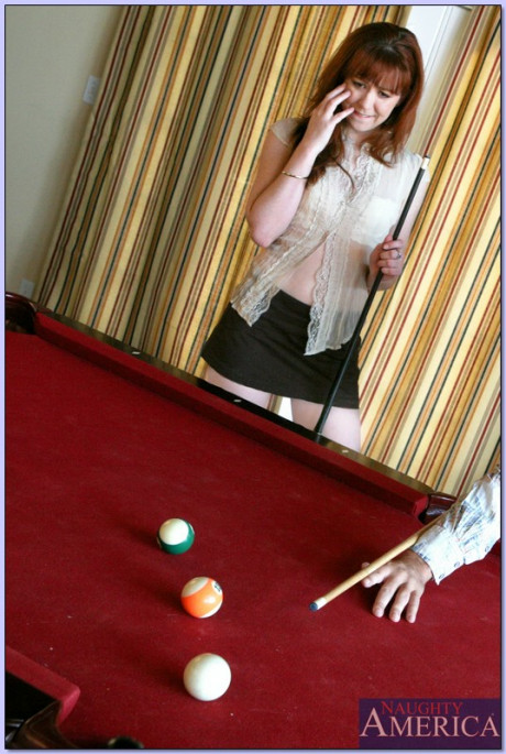 Raunchy wife in white undies Trinity Post shafted on the pool table - #592437