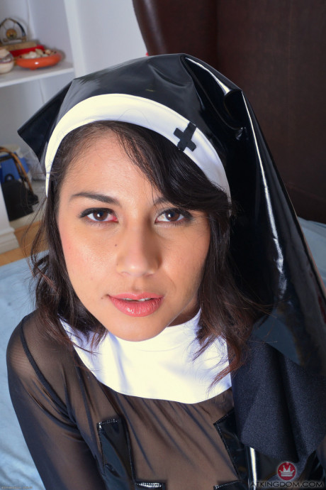 Beautiful slutty nun Penelope Reed shows her inviting hairy vagina up close - #885007