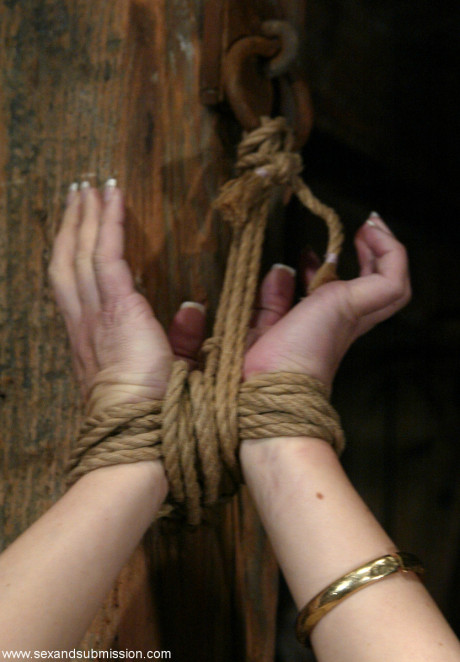 MILF with enormous boobies Bobbi Dean has her shaved cunt exposed in rope bondage - #1094436
