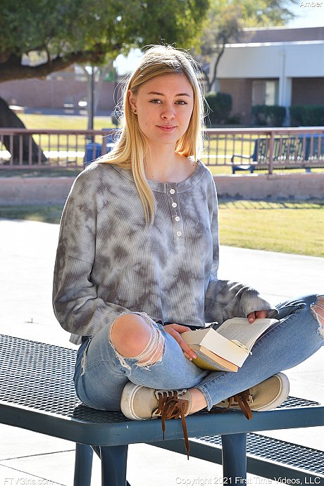 Golden-haired babe Amber gets undressed in public and shows her perfect body - Image 15 of 20  in Babe category   featuring Amber Moore 