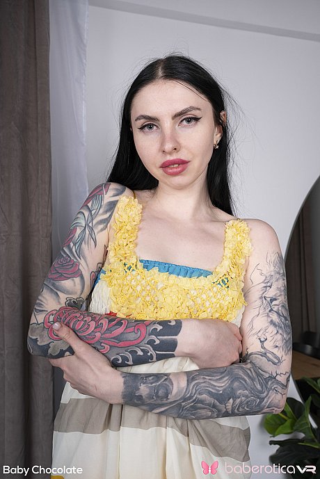 Inked teenie Baby Chocolate exposes her fantastic body and toys her vagina - Image 3 of 21  in Dildo category   featuring Baby Chocolate 