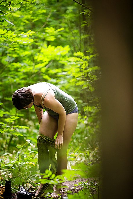 Voyeur snaps of nude brunette slut broad in glasses getting dressed in woods - Image 8 of 16  in Outdoor category   featuring Estella Z 