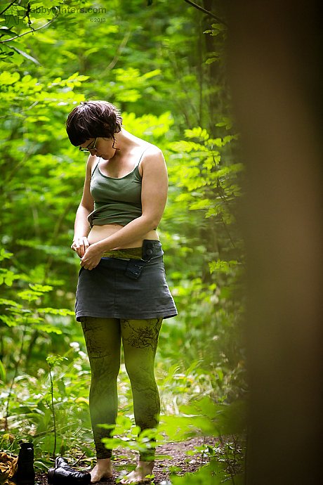 Voyeur snaps of nude brunette slut broad in glasses getting dressed in woods - Image 13 of 16  in Outdoor category   featuring Estella Z 