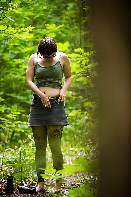 Voyeur snaps of nude brunette slut broad in glasses getting dressed in woods - Image 14 of 16  in Outdoor category   featuring Estella Z 