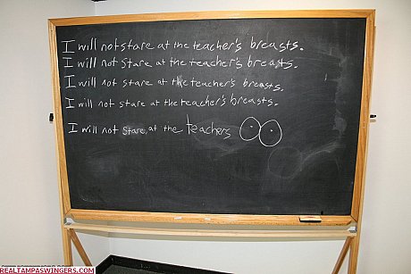 Short-haired teacher Tracy blow milks a shy student's gigantic dong during class - Image 19 of 20  in Amateur category   featuring Tracy Licks 