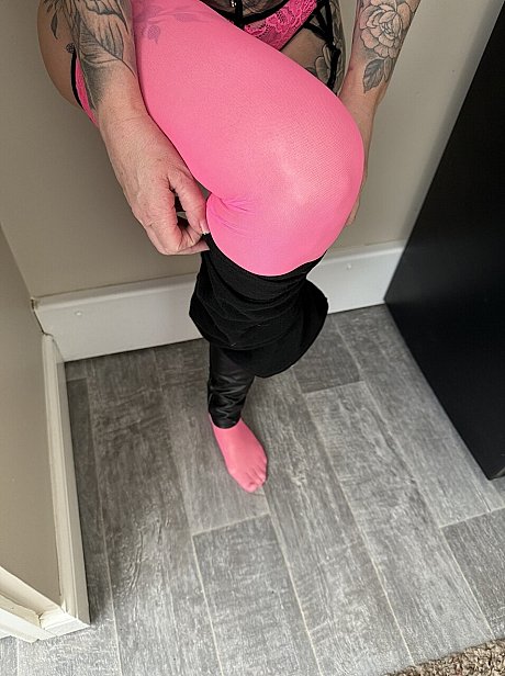 Tattooed blonde Inked MILF uncovers her big boobies while going topless - Image 10 of 16  in Latex category   featuring Inked MILF 