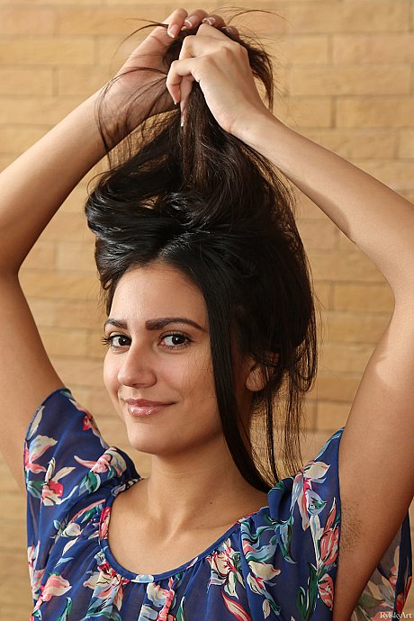 Dark haired bitch gf girl Cira Nerri stares out with beautiful eyes while getting naked - Image 1 of 16  in Model category   featuring Cira Nerri 