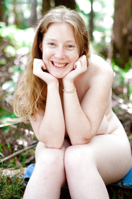 Chubby 18 year cougar Ann K get snaked in the woods and pets shaved cunt - #1546803