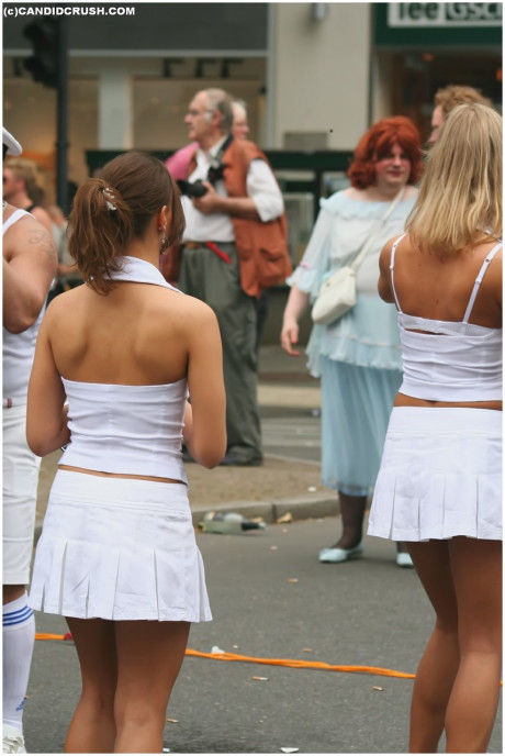 Young ladies at a street party are secretly recorded by a public voyeur - #899463